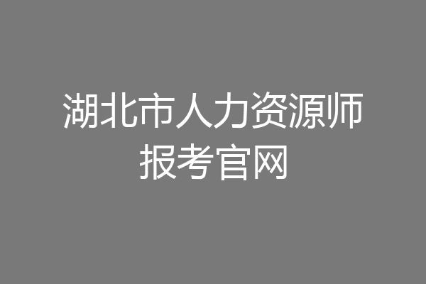 湖北市人力资源师报考官网
