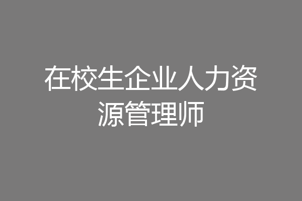 在校生企业人力资源管理师