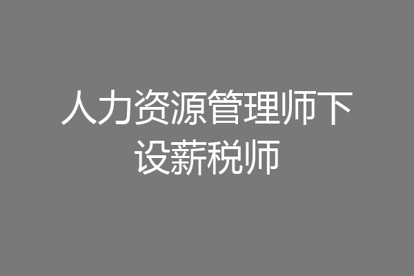 人力资源管理师下设薪税师
