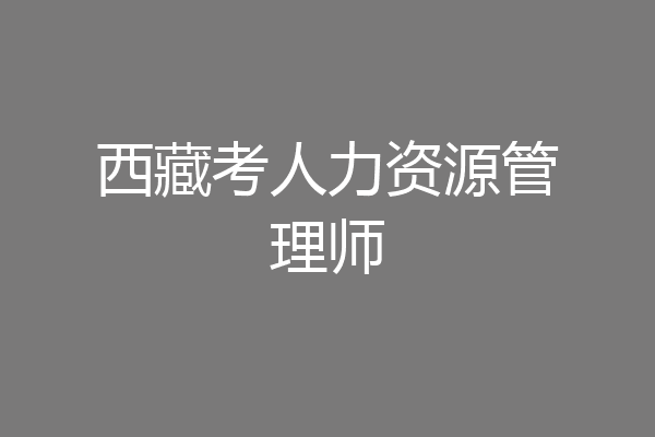 西藏考人力资源管理师