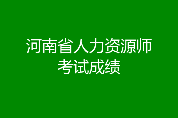 河南省人力资源师考试成绩