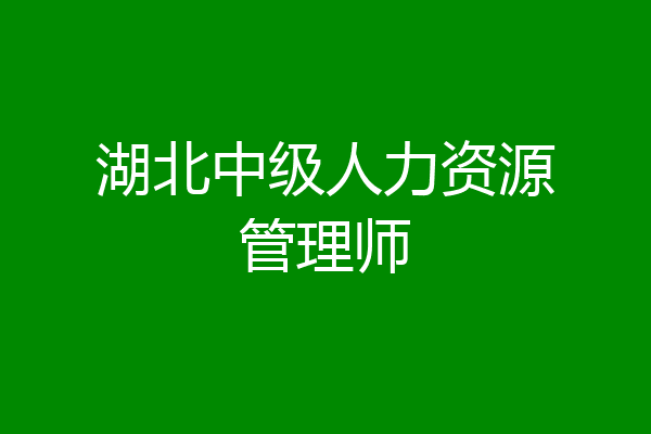湖北中级人力资源管理师