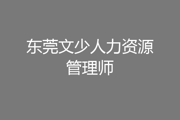 东莞文少人力资源管理师