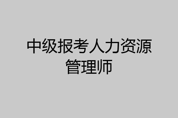 中级报考人力资源管理师