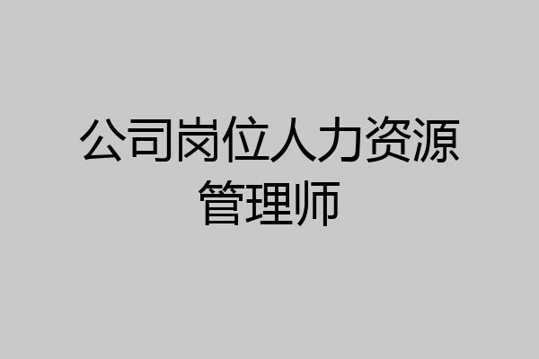 公司岗位人力资源管理师