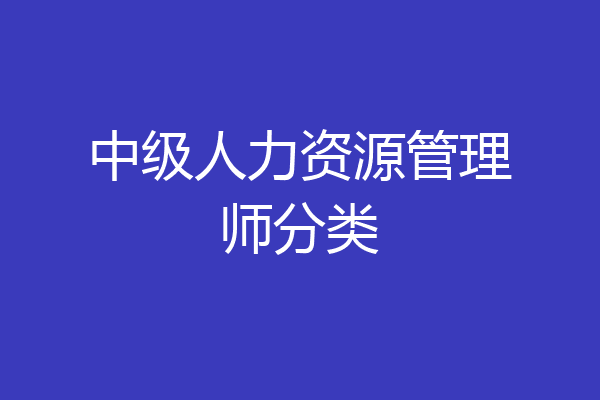中级人力资源管理师分类