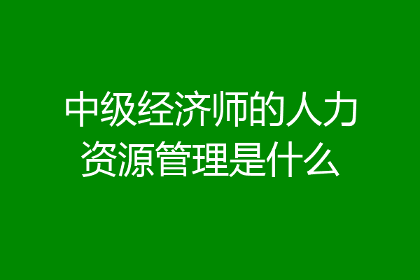 中级经济师的人力资源管理是什么
