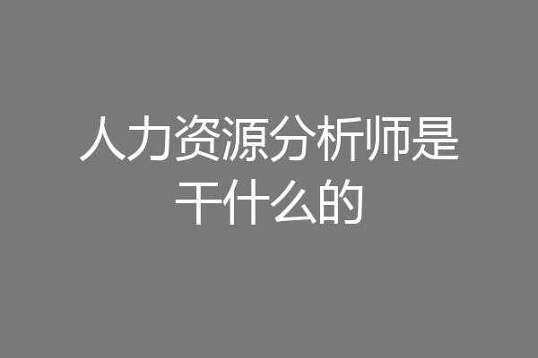 人力资源分析师是干什么的