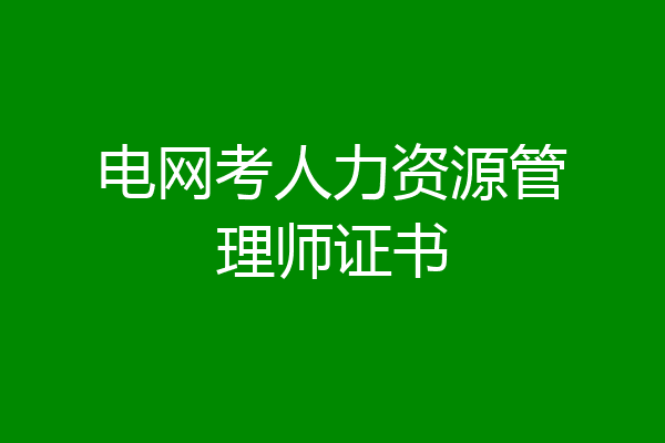 电网考人力资源管理师证书
