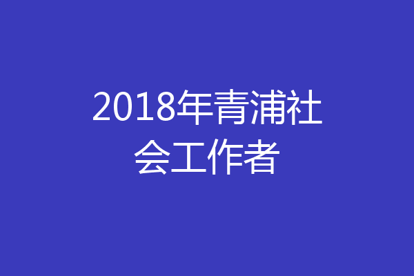 2018年青浦社会工作者