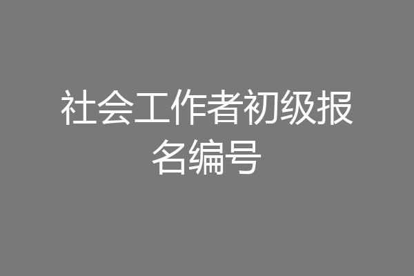 社会工作者初级报名编号