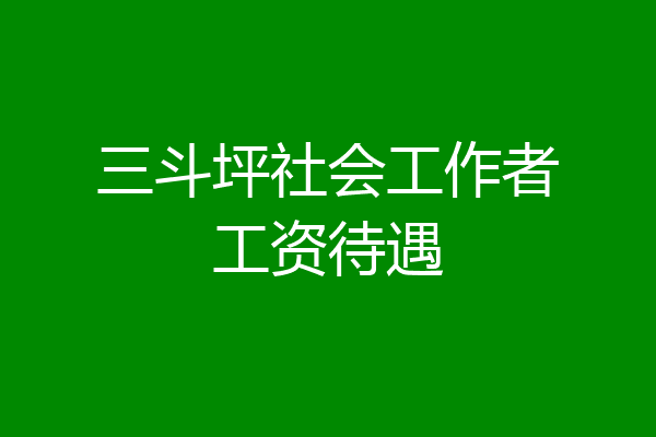 三斗坪社会工作者工资待遇