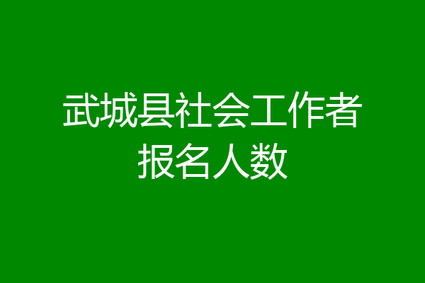 武城县社会工作者报名人数