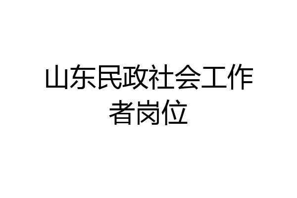 山东民政社会工作者岗位