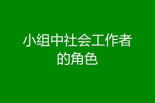 小组中社会工作者的角色