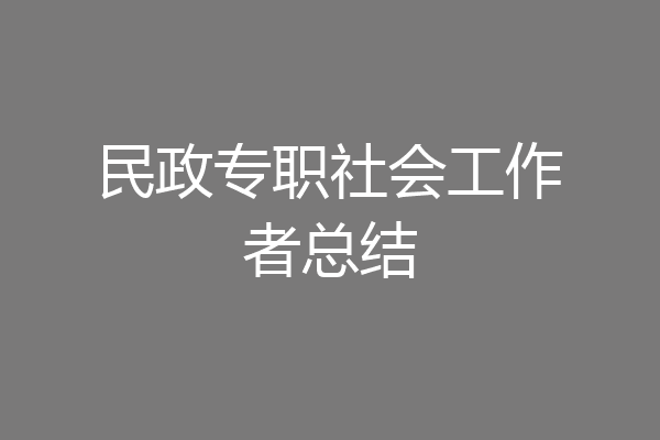 民政专职社会工作者总结