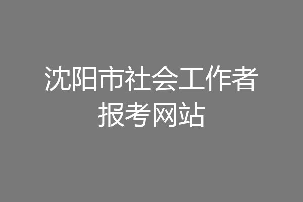 沈阳市社会工作者报考网站