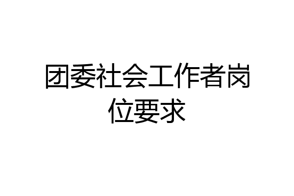 团委社会工作者岗位要求