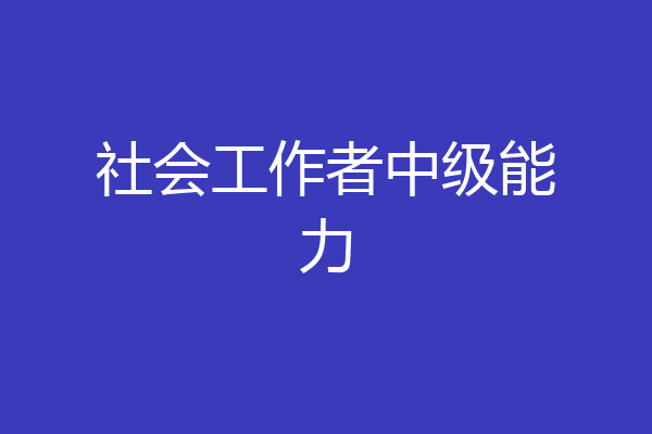 社会工作者中级能力