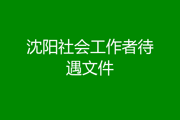 沈阳社会工作者待遇文件