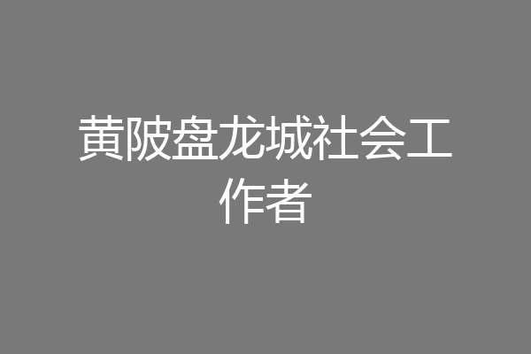 黄陂盘龙城社会工作者