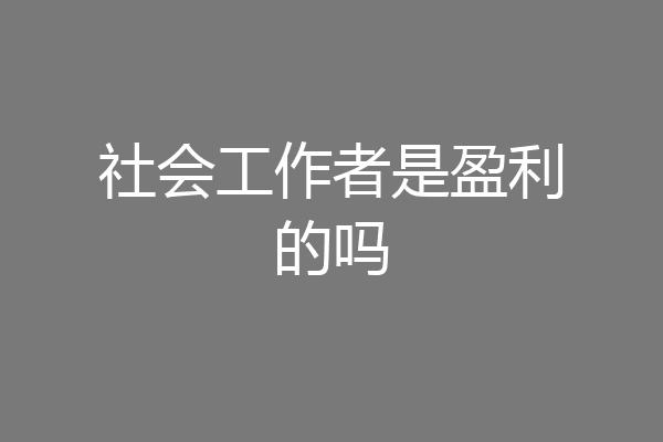 社会工作者是盈利的吗