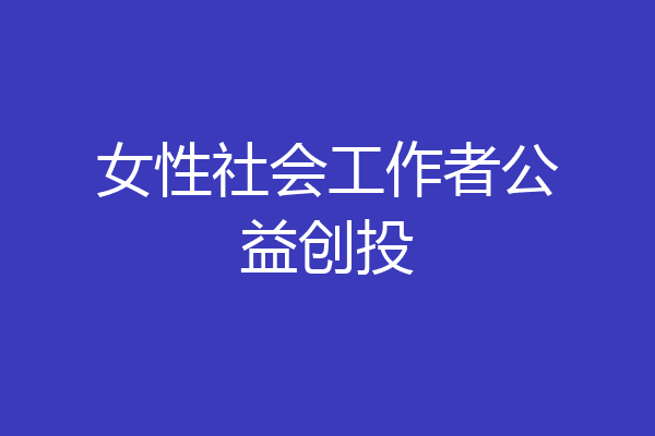 女性社会工作者公益创投