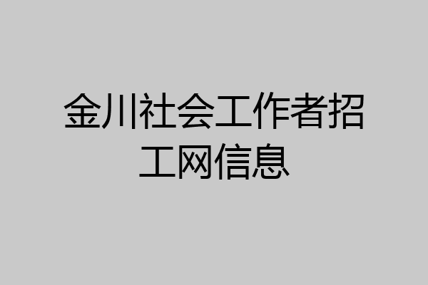 金川社会工作者招工网信息
