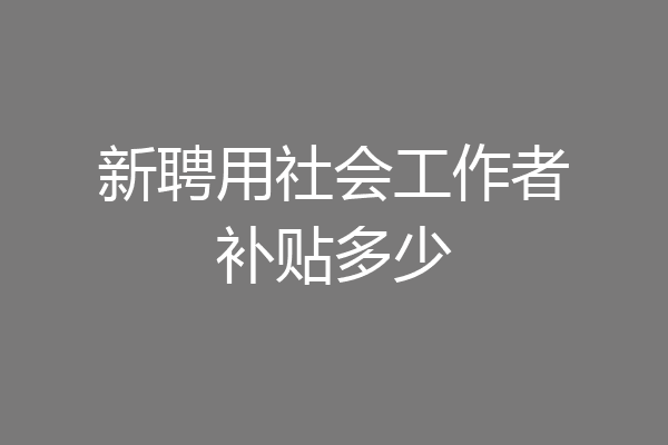 新聘用社会工作者补贴多少
