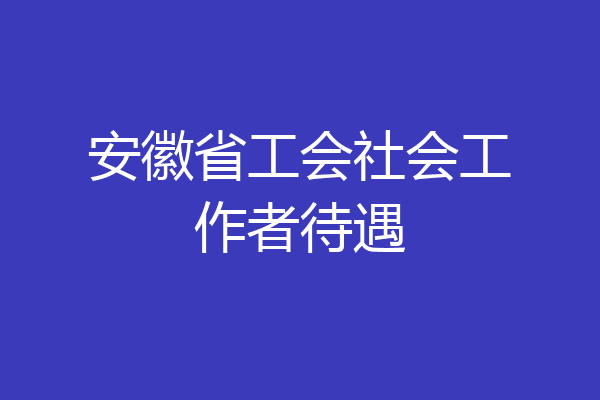 安徽省工会社会工作者待遇