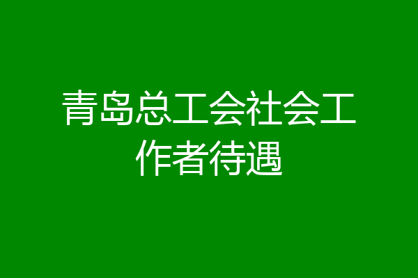 青岛总工会社会工作者待遇