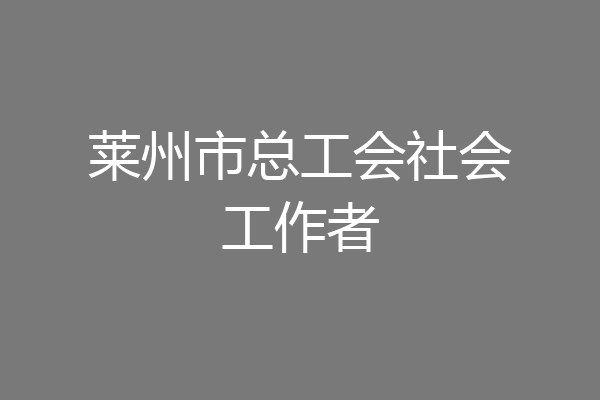莱州市总工会社会工作者