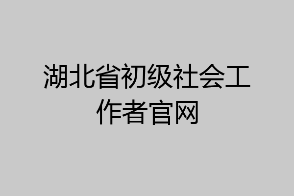 湖北省初级社会工作者官网