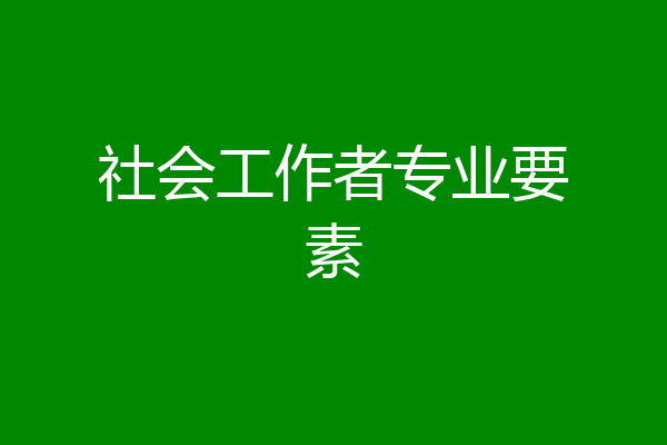 社会工作者专业要素