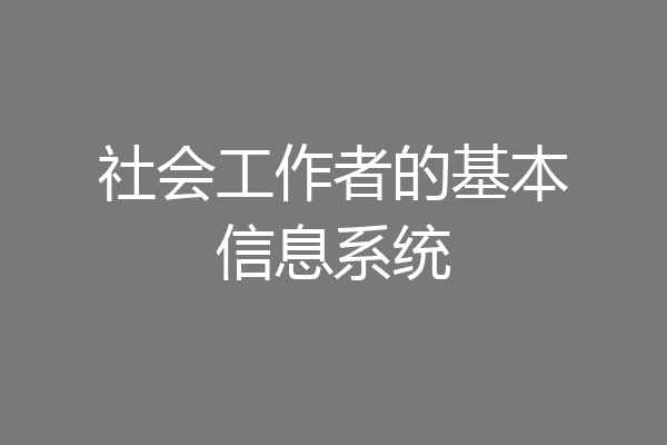 社会工作者的基本信息系统