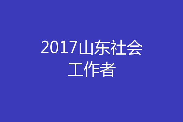 2017山东社会工作者