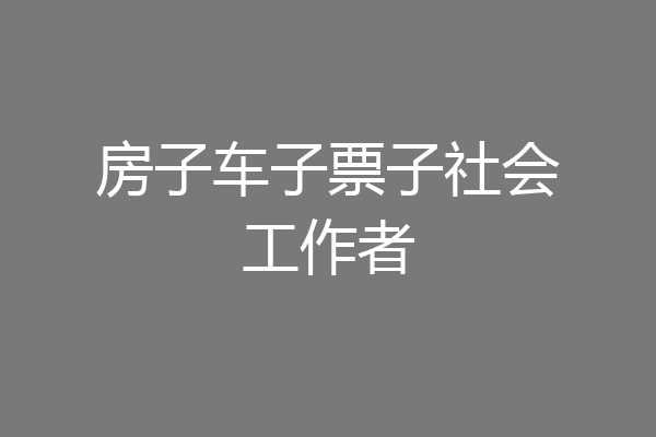 房子车子票子社会工作者