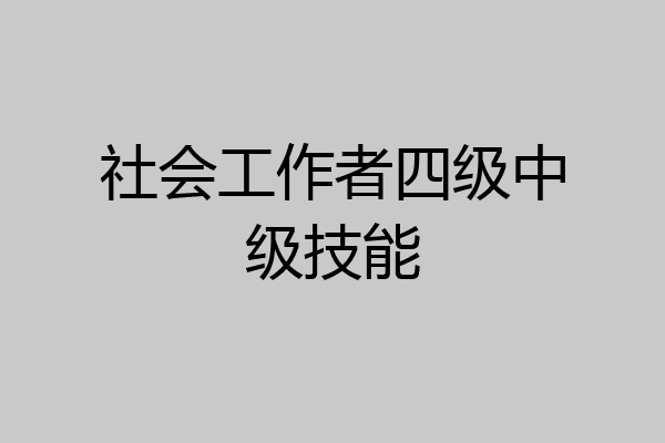 社会工作者四级中级技能