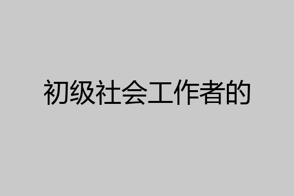 初级社会工作者的