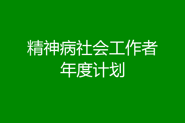 精神病社会工作者年度计划