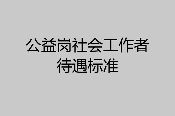 公益岗社会工作者待遇标准