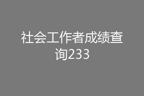 社会工作者成绩查询233