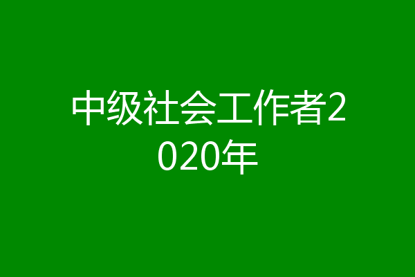 中级社会工作者2020年