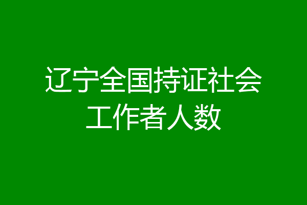 辽宁全国持证社会工作者人数