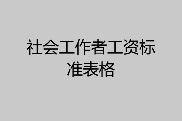 社会工作者工资标准表格