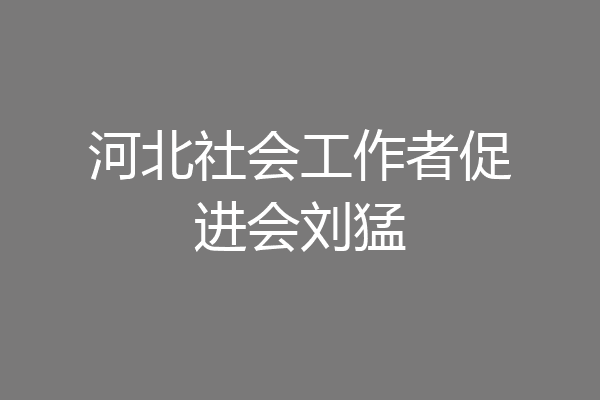 河北社会工作者促进会刘猛