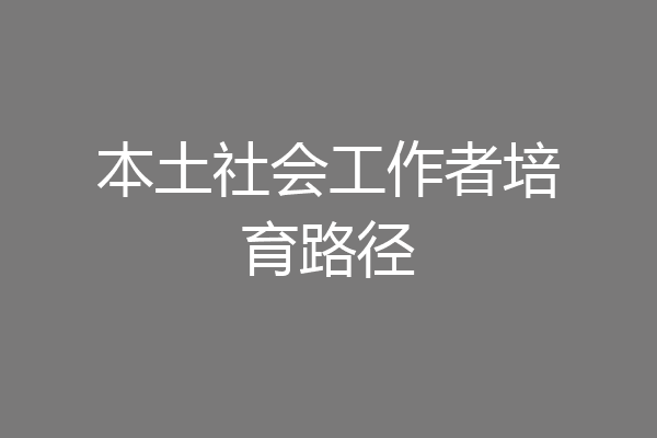 本土社会工作者培育路径