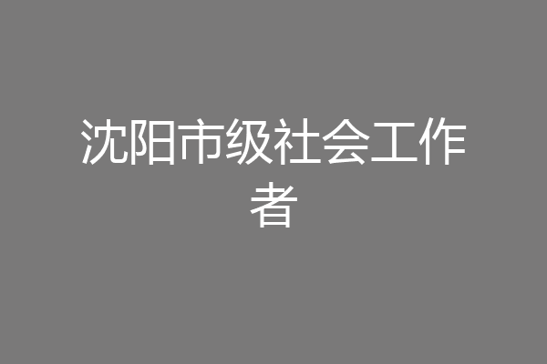 沈阳市级社会工作者