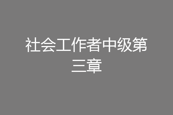 社会工作者中级第三章