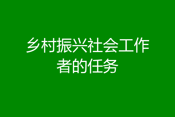 乡村振兴社会工作者的任务